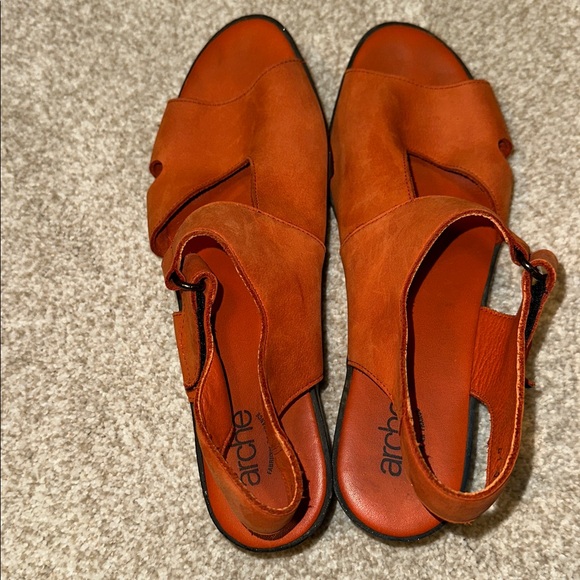 Arche Super Soft Leather Womens Sandals Size EU 41 Orange - Picture 4 of 9